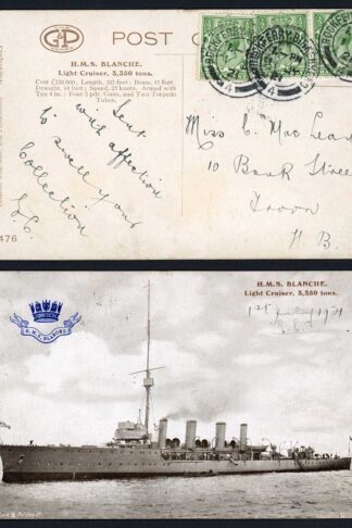 1921 Postcard of HMA Blanche