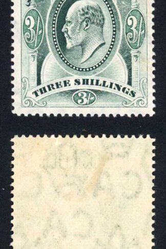 Falkland Is SG49 3/- Green Fresh Colour M/M Cat 190 pounds