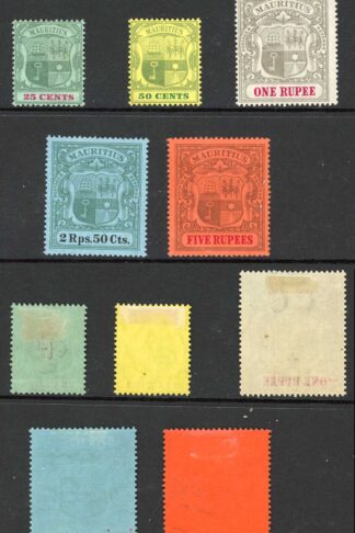 Mauritius SG151a/55 Top 5 values Wmk CA/CC Fresh Colour M/M Cat 292 pounds