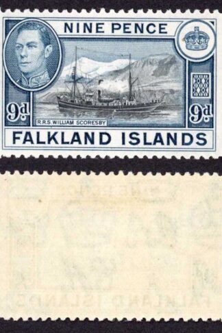 Falkland Is SG157 KGVI 9d Fresh Colour M/M Cat 28 pounds