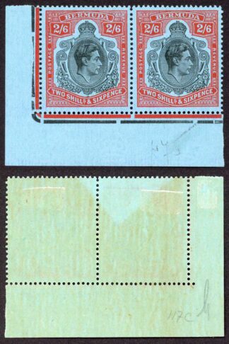 Bermuda SG117d 2/6 Black and red/pale blue Fresh Colour M/M Cat 40 pounds