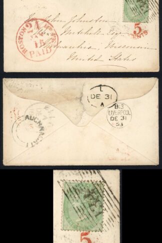 SG72 1/- Green on cover with Auchnagatt UDC on reverse