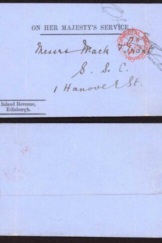 1881 Edinburgh Local OHMS letter Authorising Signature handstamped