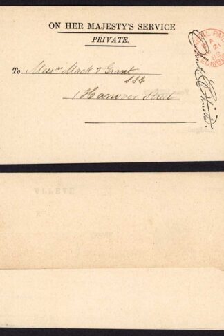 1882 Edinburgh Local OHMS Wrapper Authorising Signature printed