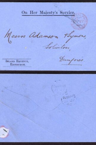 1881 Edinburgh to Dumfries OHMS same day delivery letter