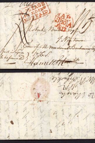 1812 Entire with Postage to Edinburgh Not Paid Boxed in Red
