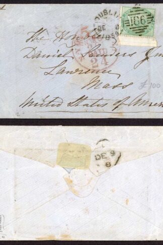 SG72 1/- (clipped perfs at left) Marginal on cover Irish Duplex on cover