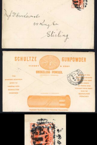 SCHULTZE GUNPOWDER ADVERTISING ENVELOPE 1897 envelope London to Stirling