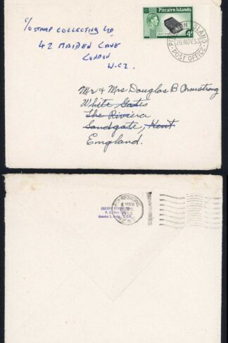 Pitcairn Island 1953 KGVI 4d on a Commercial Cover to the UK Scarce