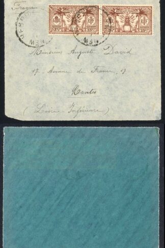 New Hebrides SG46 2 1/2d PAIR on a Front SCARCE