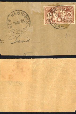 New Hebrides SG46 2 1/2d on a Dated Piece SCARCE