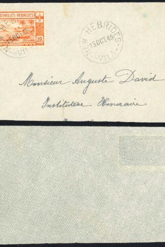 New Hebrides SG53 10c on a Front SCARCE