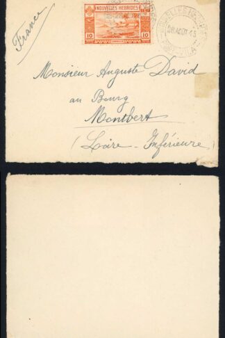 New Hebrides SG53 10c on a Front SCARCE