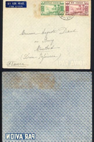 New Hebrides SG52 and SG59 5c and 50c on a Front SCARCE