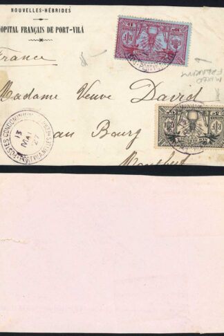 New Hebrides 5c (French) and 10d (British) Mixed Franking on a Large Dated Piece