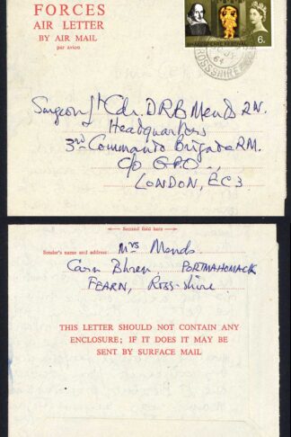 1964 Uprated Forces Air Letter to 3rd Commando Brigade