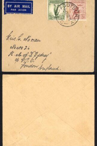 Australia 6d Kookaburra and 1/- Lyrebird on 1935 Air Mail Cover