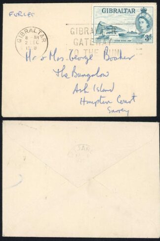 Gibraltar 1958 Small commercial cover to England