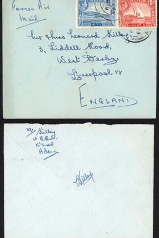 Aden 1949 Forces Air Mail Cover to the UK