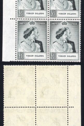 Virgin Islands SG125 One Pound Silver Wedding Block (top left stamp greased) U/M