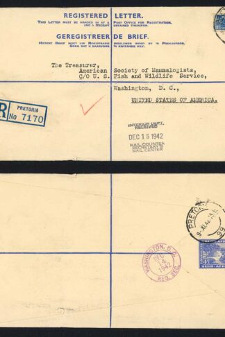 South Africa 1942 Registered envelope