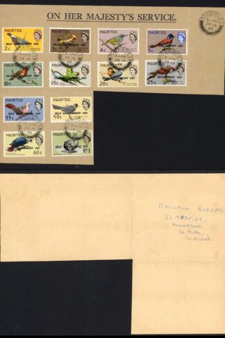 Mauritius SG349/60 Birds set to 1r on Part OHMS Cover