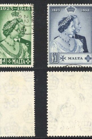Malta SG249/50 Silver Wedding Fine used Cat 45.10 pounds