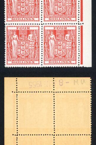 New Zealand SGF194 4/- Mult Wmk U/M Fresh Colour Cat 160 pounds