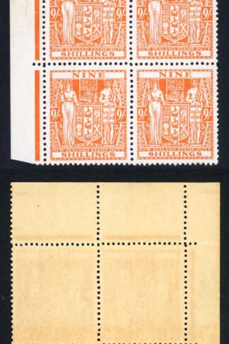 New Zealand SGF200 9/- Mult Wmk U/M (Toned gum) Fresh Colour Cat 400 pounds