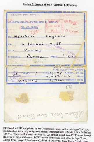 USA to Germany 1943 Prisoner of War cover