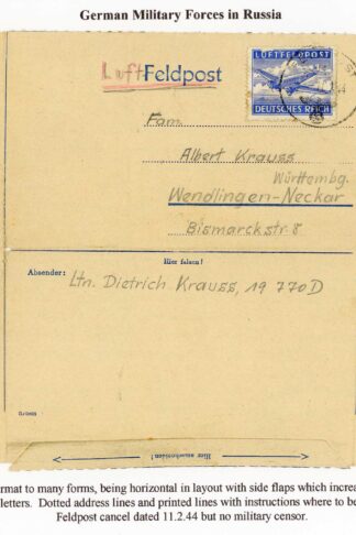 German Military Forces in Russia 11 Feb 1944 but no Military Censor