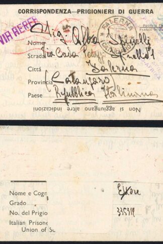 South Africa 1946 Italian Prisoner of War Lettersheet
