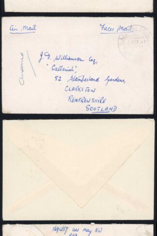 Ceylon 1946 FOUR Stampless on Active Service cover