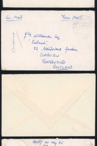 Ceylon 1946 FOUR Stampless on Active Service cover