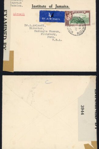 Jamaica 1943 Airmail Censored cover
