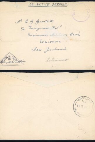 New Zealand 1943 on Active Service from a Soldier serving on the Solomon Is