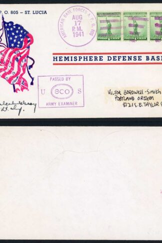 St Lucia Censored FDC from US troops based in St Lucia