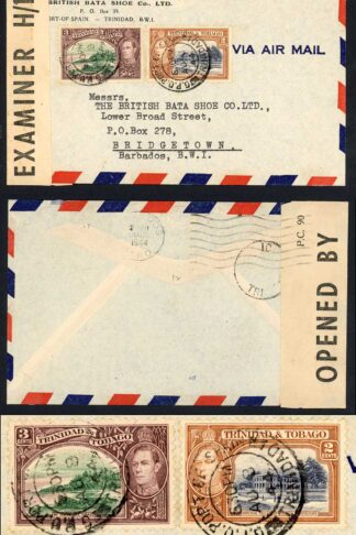 Trinidad and Tobago 1944 Censored Airmail Cover sent at the 5c local rate