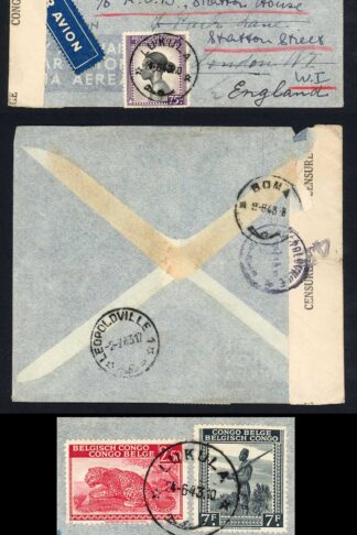 Belgian Congo 1943 Censored Airmail Cover to London