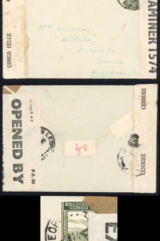 Belgian Congo 1943 Censored Surface mail Cover to London