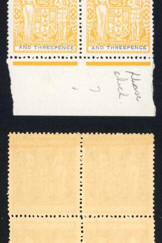 New Zealand SGF192b 1/3 Yellow and Blue Mult Wmk U/M Toned) Cat 100 pounds