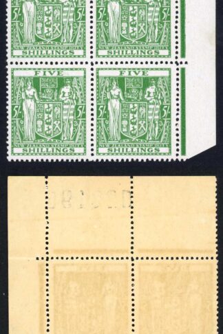 New Zealand SGF195 5/- Green Mult Wmk U/M Fresh Colour Cat 120 pounds