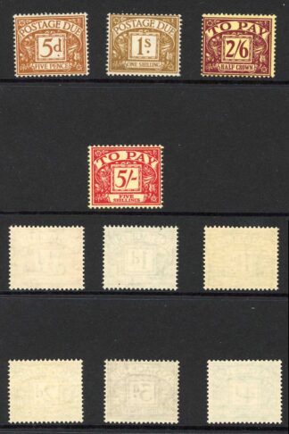 SGD46/D5 Post Due Set of 10 Wmk Edward U/M (2/6 light brown mark on reverse)