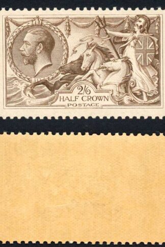 SG414 2/6d Chocolate brown Bradbury Seahorse U/M (toned gum)