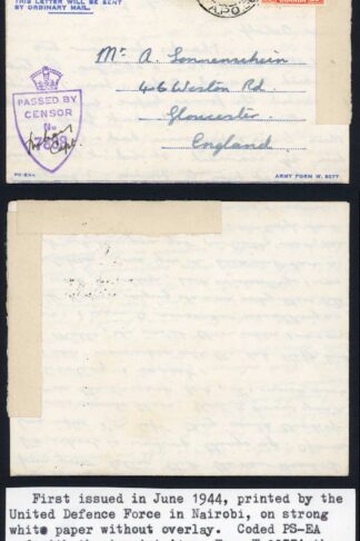 KUT 1945 Censored Airmail lettersheet to England