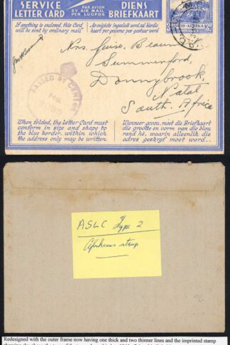 South Africa Censor 1942 Cancelled APO