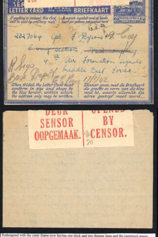 South Africa Censor 1942 Cancelled Durban (from civilian)