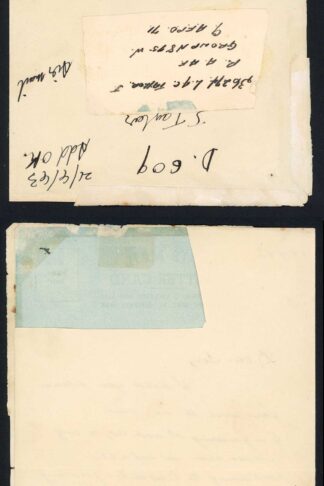 Australian 1943 Concession Rate Senders Details cut out and pasted on the rear
