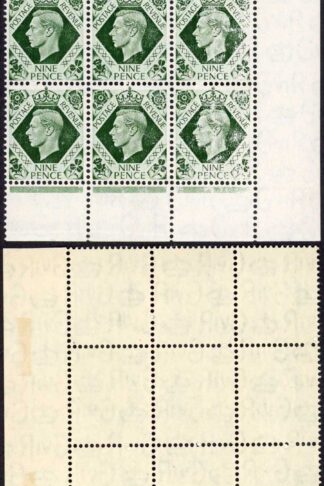 KGVI 9d corner block of NINE U/M Dry Print Especially noticeable on the right 3