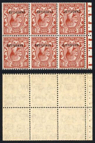 NB14av 1 1/2d Block Cypher Inverted opt Cancelled type 28 U/M Pane Cat 675 poun